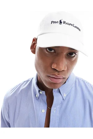 Ralph Lauren Gorra de béisbol blanca con logo de texto e icono de sarga de