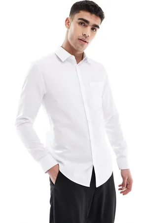 ASOS Camisa de vestir blanca de corte slim de tejido texturizado de