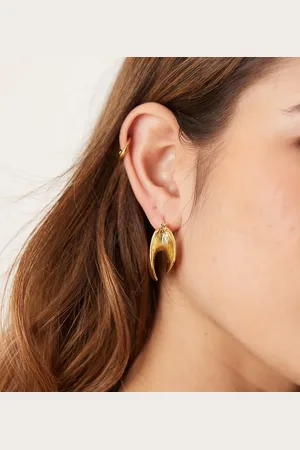 DesignB London Pendientes de aro dorados texturizados con diseño llamativo de