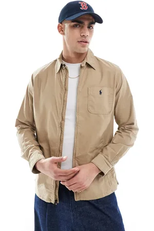 Ralph Lauren Sobrecamisa Oxford color tostado con cremallera, acabado tintado y logo de -Marrón