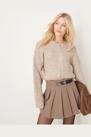 Gina Tricot Chaqueta bomber beis jaspeado con cremallera de punto de -Neutro