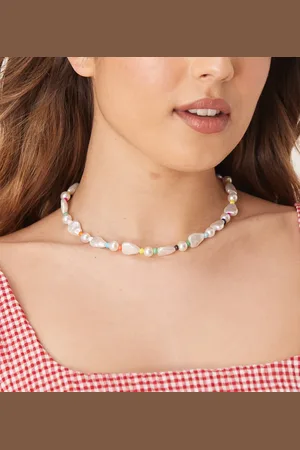 DesignB London Collar de cuentas y perlas de efecto fundido de