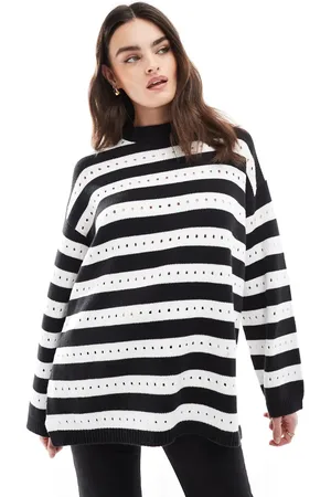 ASOS Jersey a rayas holgado con detalles calados de -Multicolor
