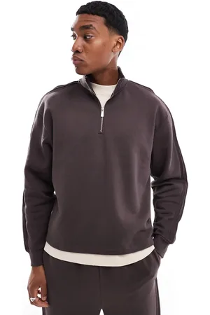 ASOS Sudadera marrón con cuello alzado y cremallera corta de (parte de un conjunto)