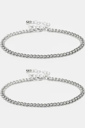FADED FUTURE Pack de 2 pulseras plateadas de cadena de