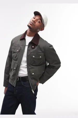 Topman Chaqueta con acabado encerado y solapas de pana de