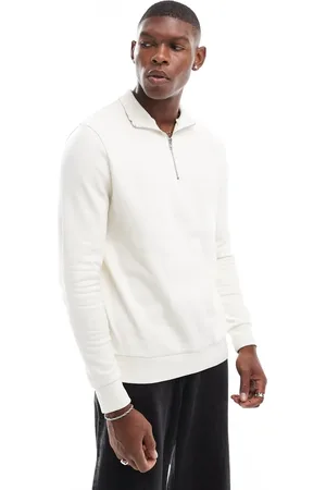 ASOS Sudadera color piedra básica con cremallera corta de -Beis neutro