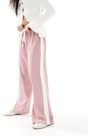 ASOS Pantalones rosas sin cierres con panel en contraste de