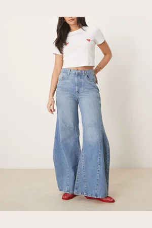 Free People Vaqueros de pernera ancha holgada con lavado azul medio Eden de