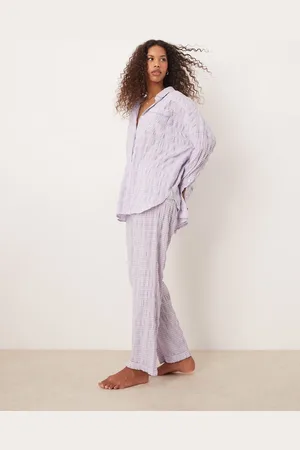 Free People Pantalones de pijama lilas texturizados de (parte de un conjunto)-Morado