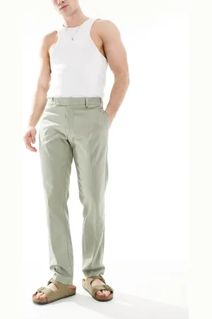 ASOS Pantalones de vestir de corte slim de mezcla de lino de