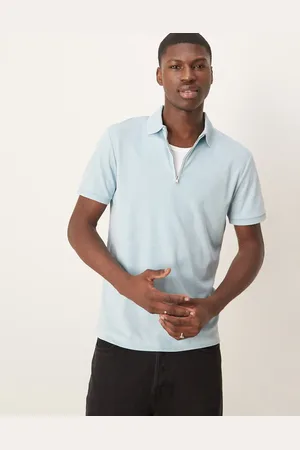 SELECTED Polo azul claro con cremallera de