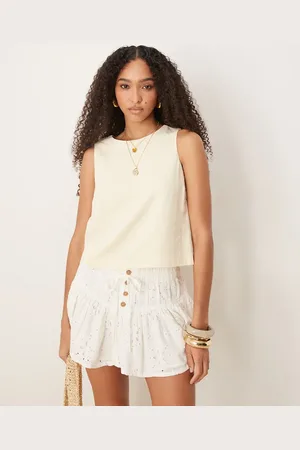 Abercrombie & Fitch Top con lazada en la espalda de mezcla de lino de