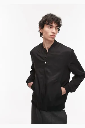 Topman Chaqueta bomber negra ligera de