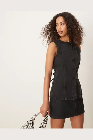 Abercrombie & Fitch Chaleco vaquero de corte alargado de