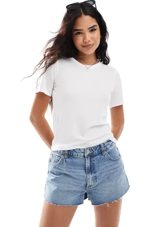 AWARE Camiseta blanca de canalé muy suave de