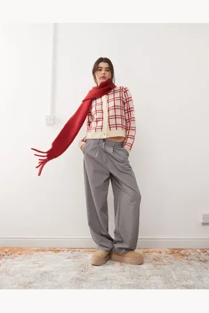 Miss Selfridge Pantalones de sastre grises de pernera ancha de