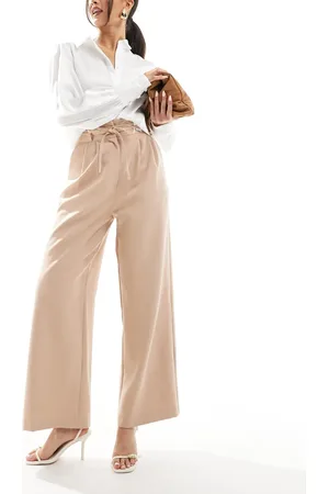 Miss Selfridge Pantalones tostados de pernera ancha con detalle anudado de -Marrón