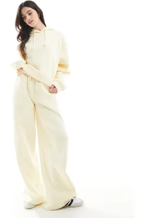 Miss Selfridge Joggers amarillo pastel de pernera ancha premium de (parte de un conjunto de 3 piezas)-Neutro