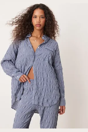 Free People Camisa de pijama azul marino de tejido texturizado de (parte de un conjunto)
