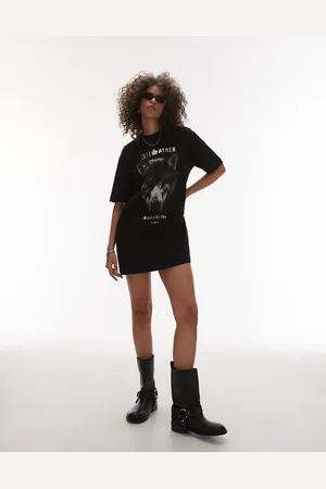 AllSaints Vestido de estilo camiseta con estampado de lobo Dawn de