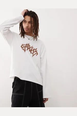 Weekday Camiseta blanca de manga larga y corte cuadrado con estampado gráfico en la parte delantera de