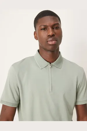 SELECTED Polo verde claro con cremallera de
