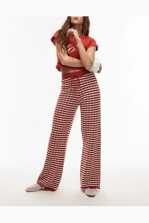Topshop Pantalones color óxido a rayas de punto de (parte de un conjunto)-Naranja
