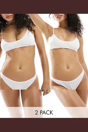 Weekday Pack de 2 tangas blancos de punto pointelle de