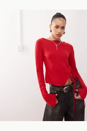 Weekday Top de manga larga con detalle de lazada en el lateral de