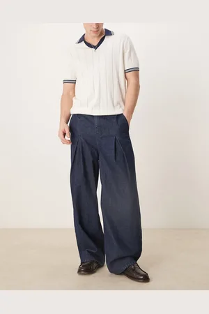 ASOS Vaqueros holgados y extragrandes con lavado azul medio y pinzas de