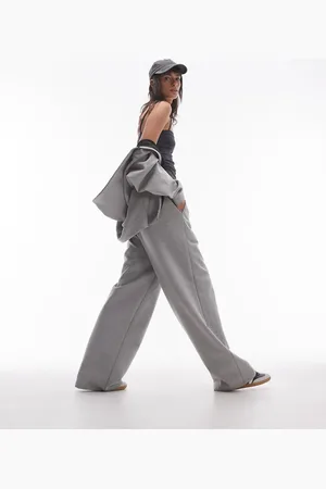 Topshop Joggers grises de pernera ancha de tejido efecto neopreno de (parte de un conjunto)