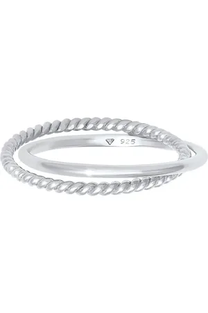 Elli Anillo fino clásico de plata de ley 925 con diseño retorcido envolvente de