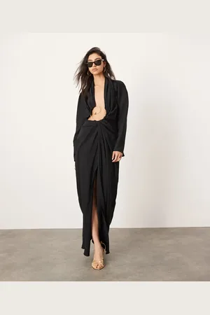ASOS Vestido largo de manga larga con detalle de espiral llamativo de