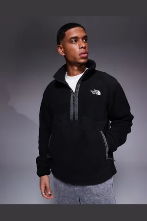 The North Face Chaqueta polar negra con cremallera corta de felpa gruesa Fleeski de