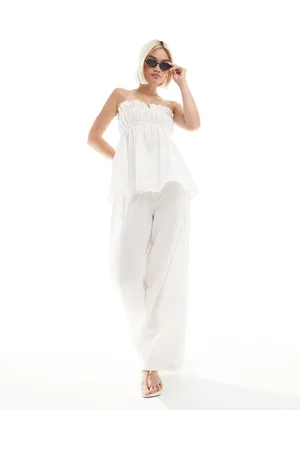 Esmée Pantalones blancos de pernera holgada de tejido efecto lino exclusivo de