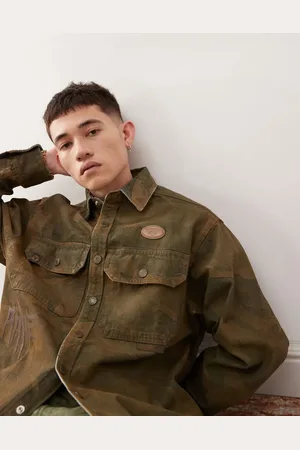 A Bathing Ape Camisa marrón multicolor de manga larga con estampado descolorido de -Neutro