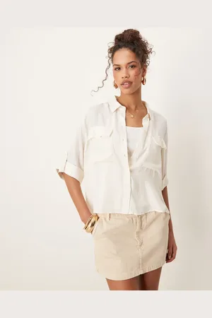 AWARE Camisa color utilitaria con bolsillos de -Blanco