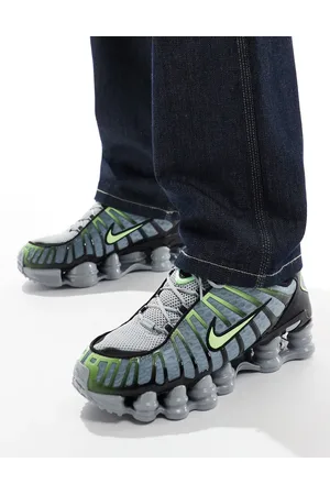 Nike Zapatillas de deporte grises y verde lima Shox TL de