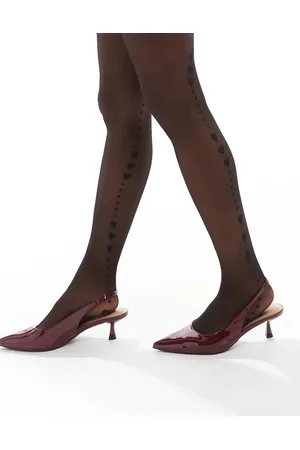 Pretty Polly Medias negras con detalle de corazones pequeños de