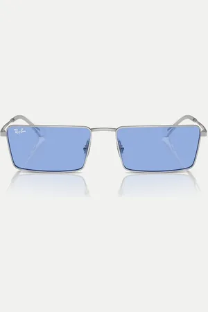 Ray-Ban Gafas de sol plateadas con montura rectangular y lentes azules Emy de