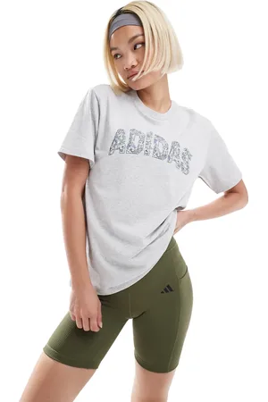 adidas Camiseta color piedra con estampado gráfico Sportswear de adidas Training-Gris