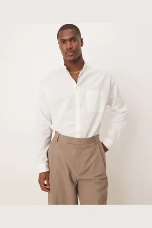 ASOS Camisa blanca extragrande de lino estilo años 90 de