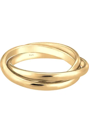 Elli Anillo de plata de ley 925 chapada en oro con diseño triple envolvente de
