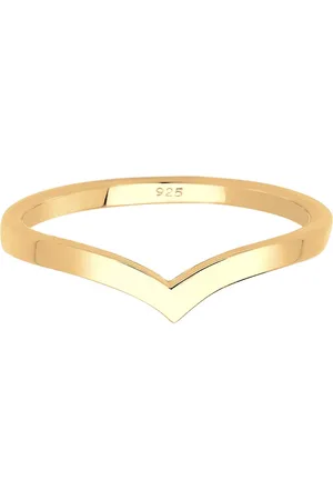 Elli Anillo con diseño apilable y detalle en forma de V de plata de ley 925 de