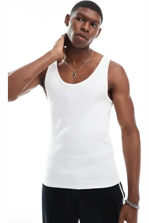 ASOS Camiseta sin mangas ajustada de canalé en de