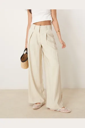AWARE Pantalones color de talle alto con pinzas delanteras de -Neutro