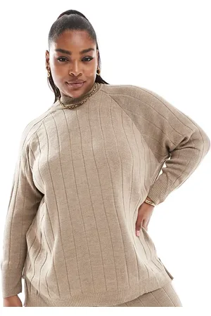 ONLY Jersey color arena con cuello alto de punto ligero de (parte de un conjunto)-Beis neutro
