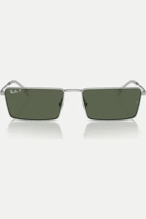 Ray-Ban Gafas de sol plateadas con montura rectangular y lentes verdes polarizadas Emy de