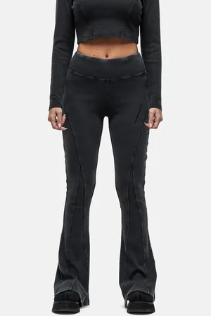Good For Nothing Leggings con lavado negro descolorido y costuras a la vista de canalé de